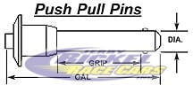 Push Pull Pins T-Handle 3/8" Diameter, 1.000 Grip, Overall Length 2.760"
